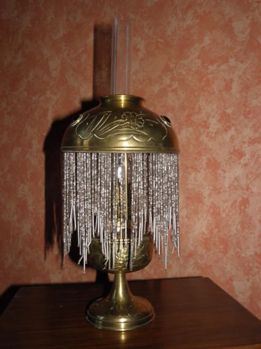 OIL LAMP BRASS art deco SHADE ANTIQUE VICTORIAN circa french art