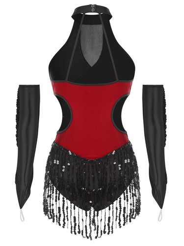 Womens Costume Latin Outfit Samba Leotards ChaCha Bodysuit Tango Unitards Jazz - Picture 22 of 63