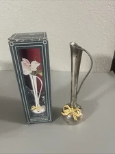 INTERNATIONAL SILVER COMPANY NO 99110086 SILVER PLATED BUD FLOWER VASE GOLD BOW