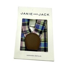 NWT Janie and Jack Pastel Linen Blend Plaid Suspenders, Formal Wear, Boys