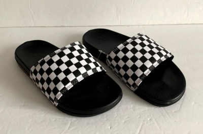 Vans Mens NEW with Tags Black and White Checkerboard Slides Size 9