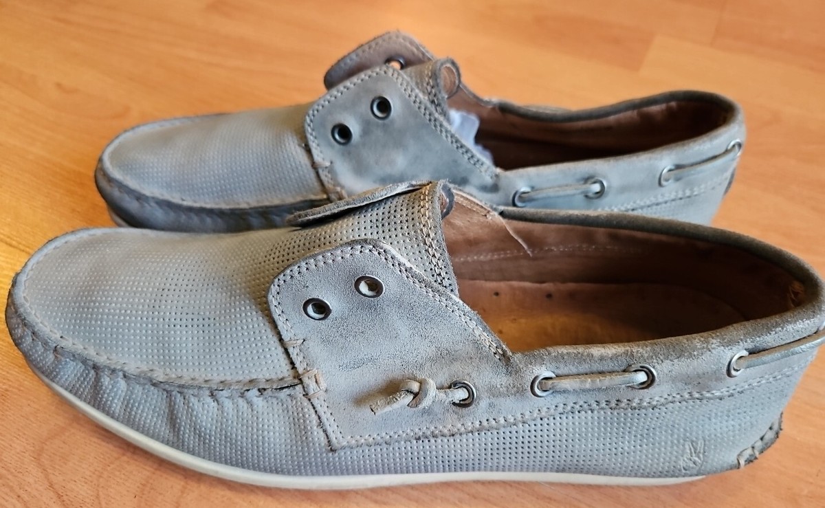 John Varvatos Usa Men Slip On Schooner Gray Boat Shoes Suede 