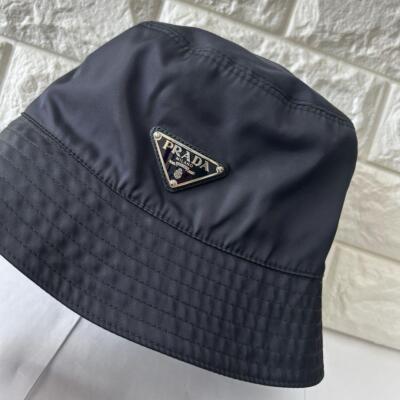 PRADA Prada Triangle Logo Bucket Hat, Size S, Nylon, Dark