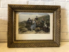 Antique "Courtship by the Seaside" Colored Reproduction After C.S. Lidderdale