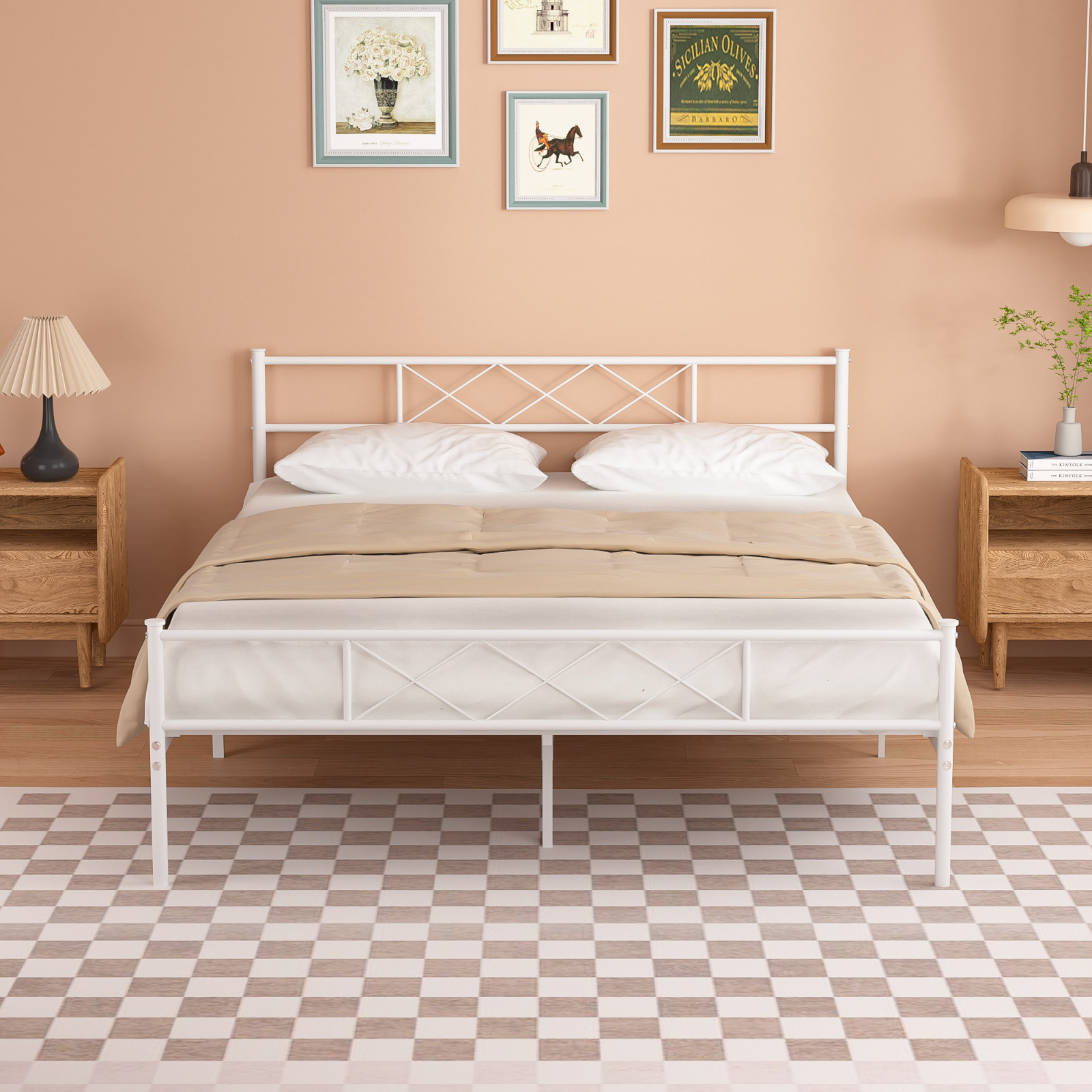 Twin/full/queen Size Bedstead Platform Base W/headboard