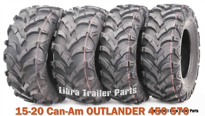25X8X12 & 25X10X12 Set 4 ATV Solid Mud Tires fit 15-20 Can-Am OUTLANDER 450 570