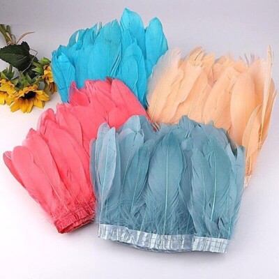 2m DIY Colorful Goose Feather Trim Edge Accessory Solid Tassel Decor for Sewing