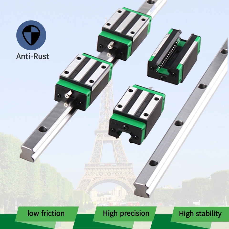 2X HGR15 HGR20 HGR25 Linearführung Führungsschiene Rail 4X HGH15/20CA Gleitblock - Bild 3 von 4