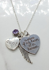"A piece of my heart is in Heaven" Memorial Necklace for Aunt Sympathy Gift
