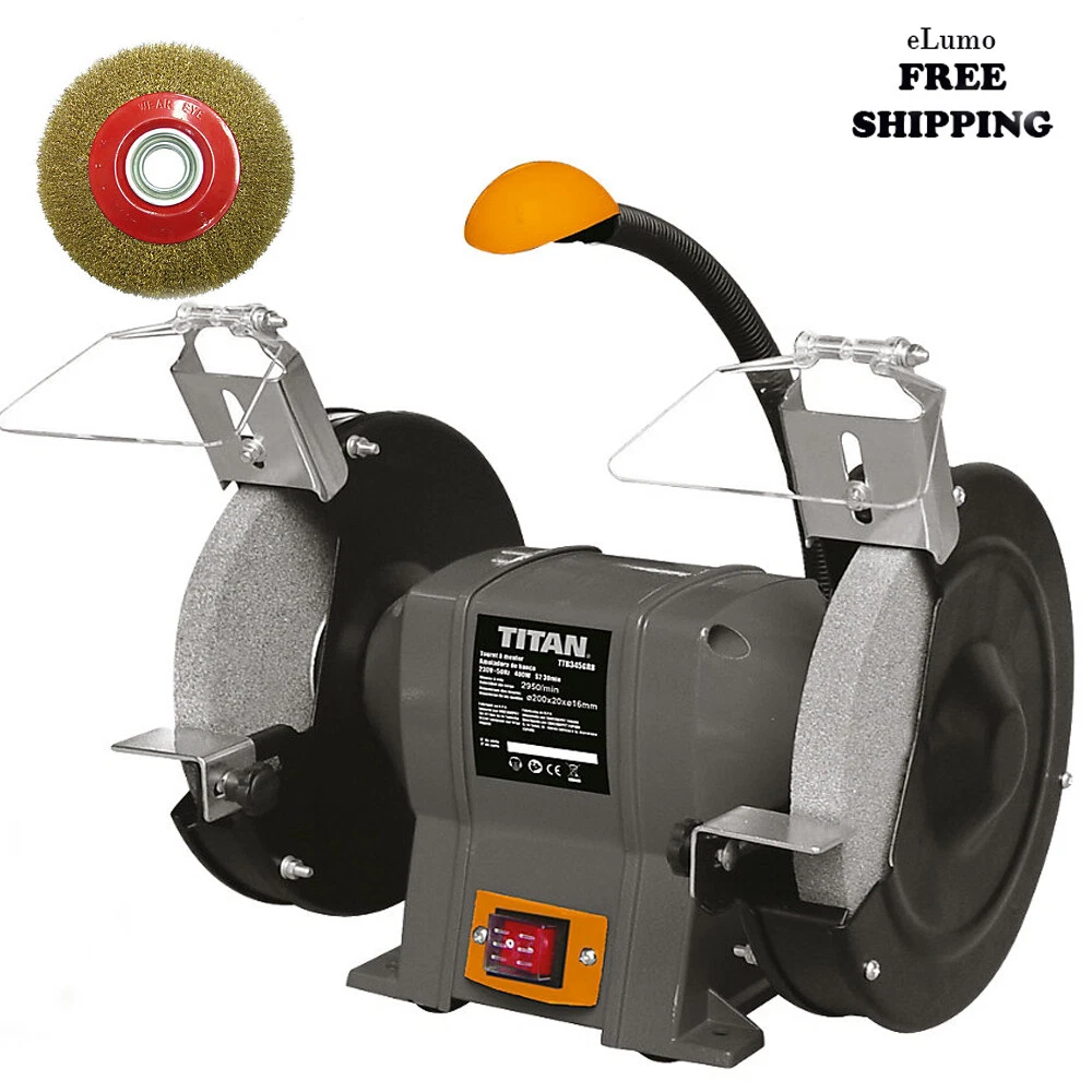 New Titan TTB521GRB 200mm Electric Home Garage Bench Grinder 240V Free Delivery