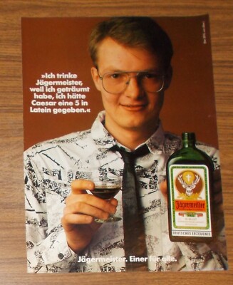 Seltene Werbung JÄGERMEISTER - Einer für alle #2915 Caesar 5 in Latein 1985