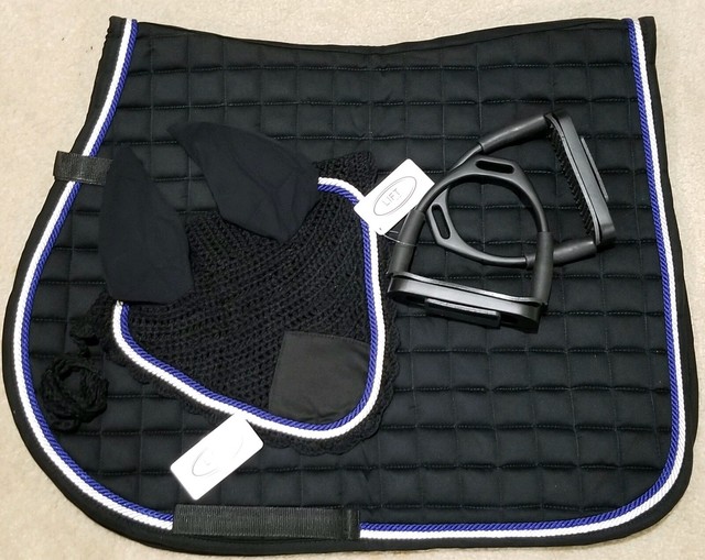 Horse Full English Saddle Pad Matching Fly Net 4.75" Flex Safety