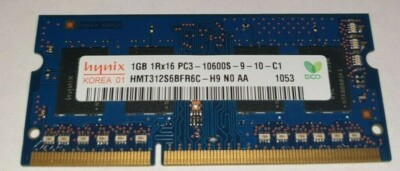 HYNIX 1GB RAM Arbeitsspeicher DDR3 - 1Rx16 PC3-10600S-9-10-A1 hmt312s6bfr6c-H9 N0 AA ECO