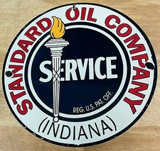 Standard Oil Company Indiana Distressed Looking Aluminum Metal Sign 12"