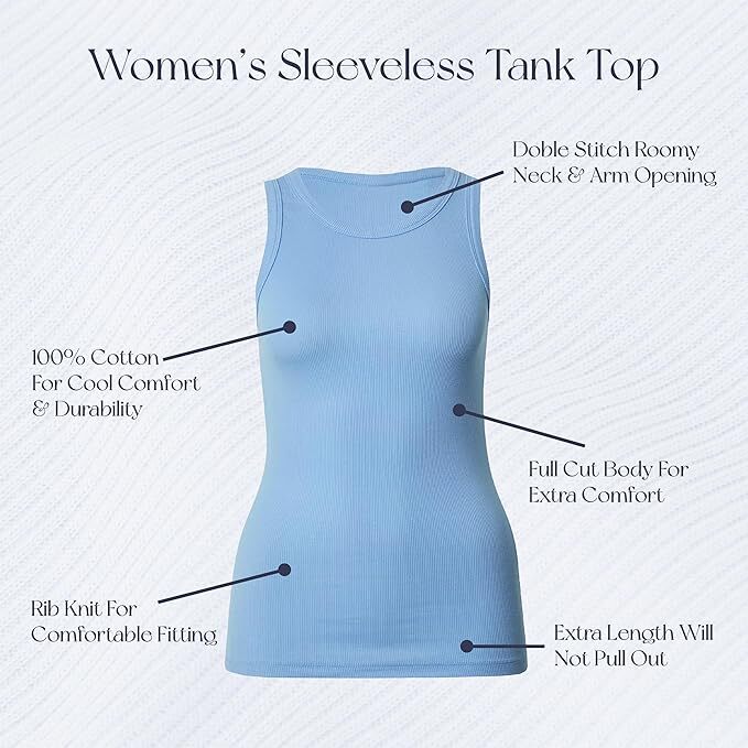 12 Pack Multi Colors Women Tank Top 100% Cotton Basic Ribbed Sleeveless ...