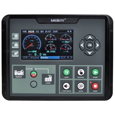 MEBAY DC60DR MK2 Generator Controller Genset Controller with RS485 Port 4.3'' LCD