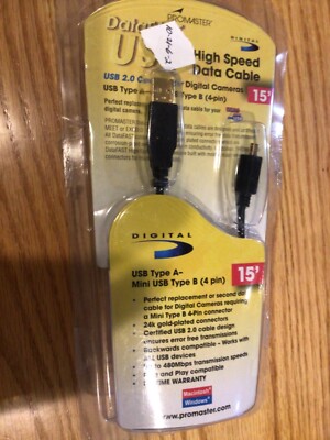 ProMaster  High Speed Data Cable USB Type A to Mini USB Type B 4 pin 15 