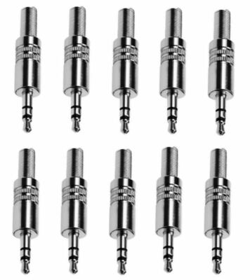10 Pcs 3.5mm 1/8'' Metal Plug Strain Relief Metal Housing Stereo Audio Connector