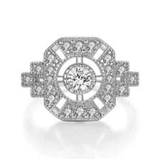 1.00 Ct Art Deco Design Lab-Created Diamond Panel Ring Fine 925 Sterling Silver