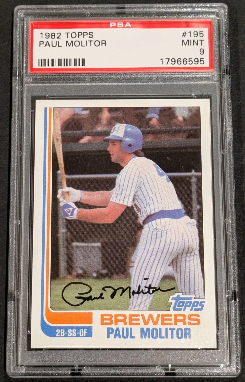 1982 Topps Paul Molitor PSA 9 MINT #195 Milwaukee Brewers