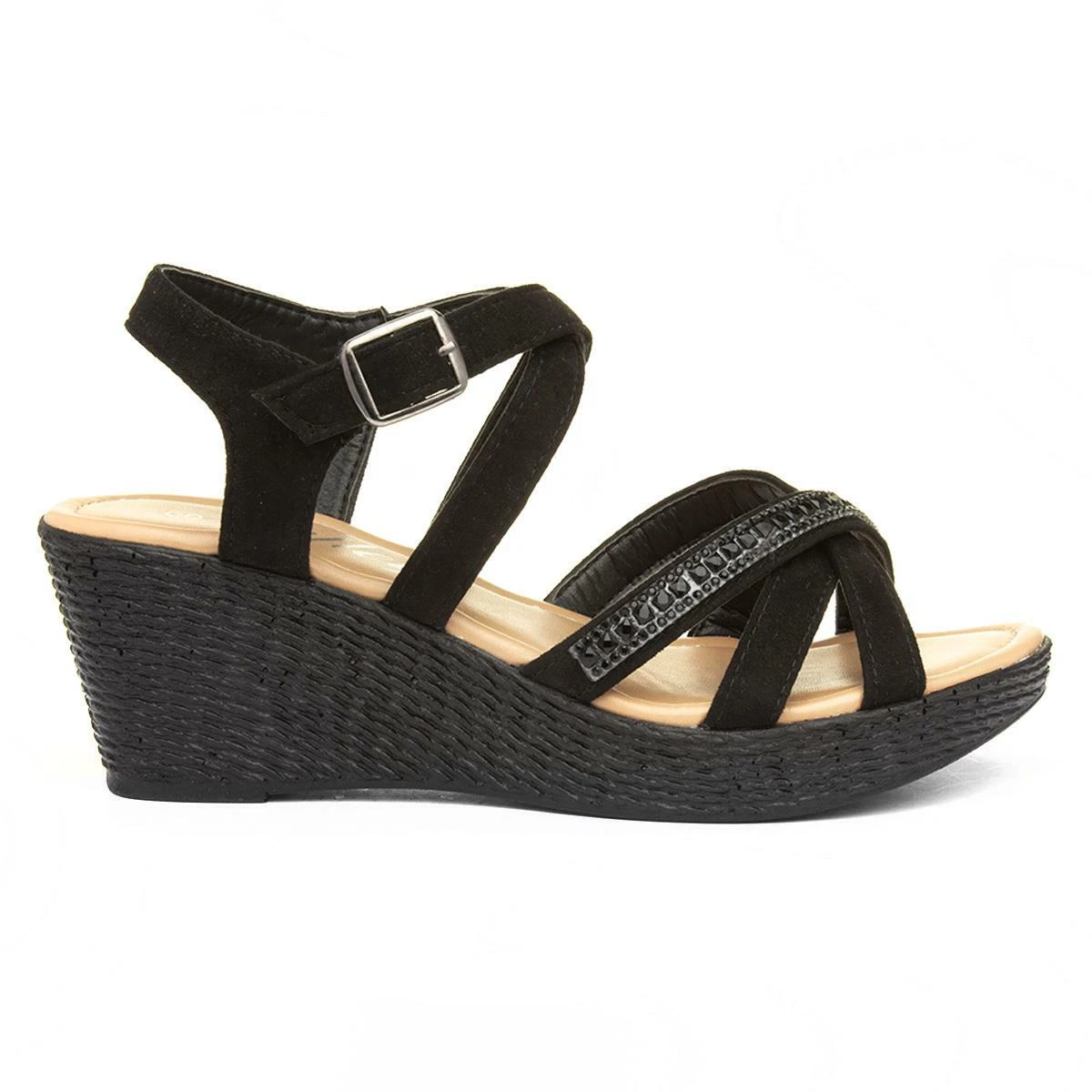 Black wedge sandals clearance uk