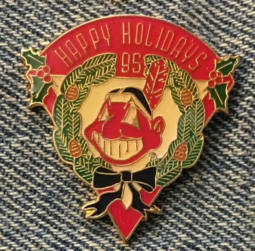 Cleveland Indians Lapel Pin ~ 1995 Happy Holidays ~ Chief Wahoo ~ MLB ~ Baseball - Bild 1 von 1