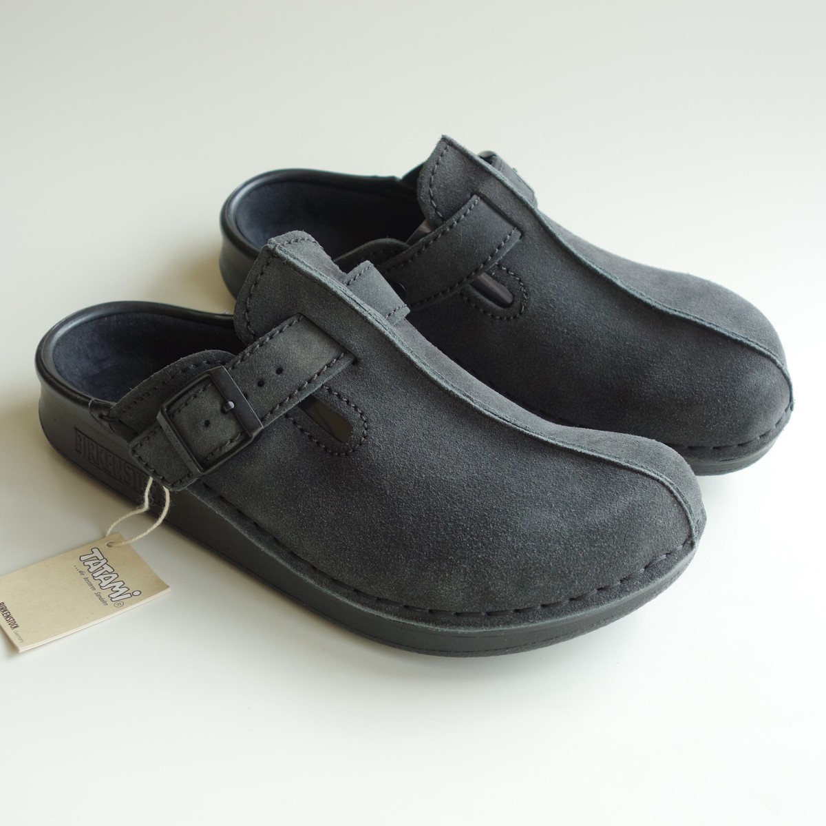 new TATAMI BIRKENSTOCK Suede Leather Clogs Slide YAZOO dark grey