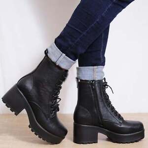 lace up block heel boot