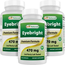 3 Pack Best Naturals Eyebright 470 mg 180 Capsules