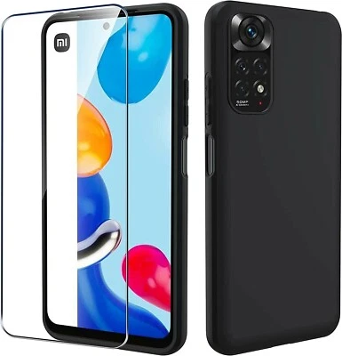 HQSELECTION Coque TPU Noir Xiaomi Redmi Note 11 ,NOTE 11 PRO + film Verre trempé