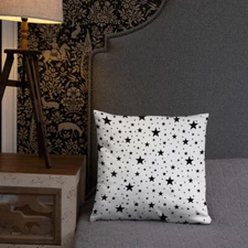 Black Stars White Sky Abstract Pattern Modern Style Decoration Pillow