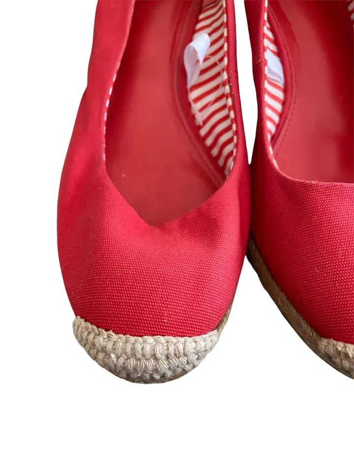 Merona Red Woman’s Wedge Espidrilles Sz 11 Canvas Upper Shoe Classic Wedgie - Image 2 of 4
