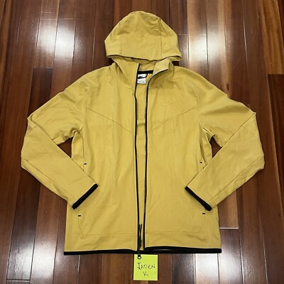 Nike Tech Essentials Jacket Gold Black Hooded Full Zip Men M DX0822-725