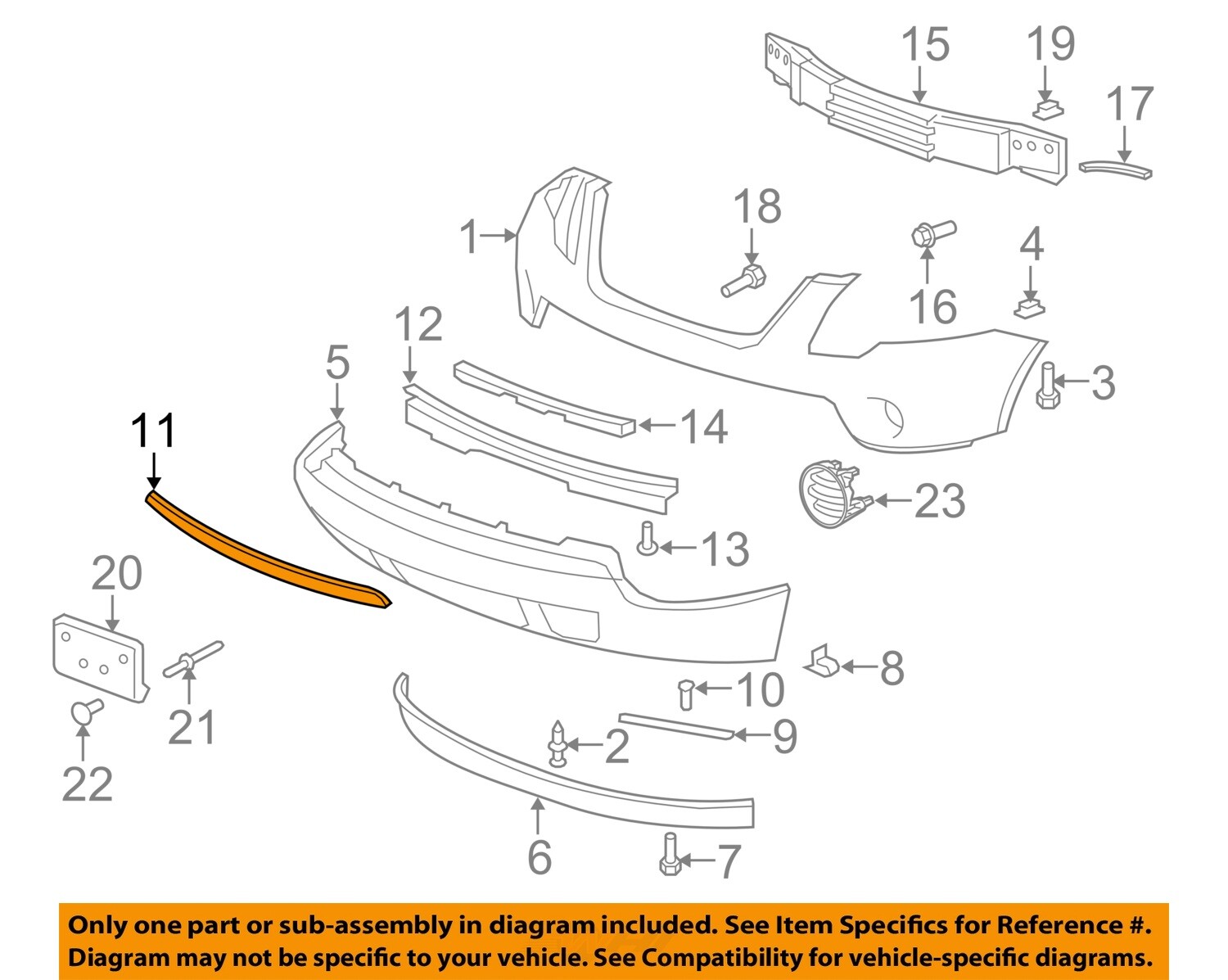 GMC GM OEM 0712 Acadia Front BumperMolding Strip 10365423 eBay