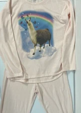 GAP Kids Size 10 Pink Llama Long Sleeve Pyjamas - VGC - Winter - Lightweight