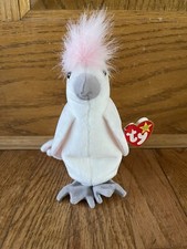 Vintage Ty Beanie Babies Kuku Cockatoo Bird - White, Tags Attached
