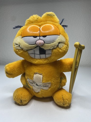 Vintage 1981 Garfield on Crutches "I Don't Need This" Dakin 8.5" Stuffed Plush