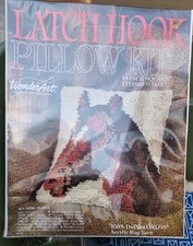Rare Vintage WonderArt Horse Latch Hook Pillow Kit 70s 15x15" USA 4636 NEW