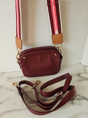 Thirty One Double-Zip Crossbody Bag  Mulberry Smooth Pebble 6'' Height 8'' Width 