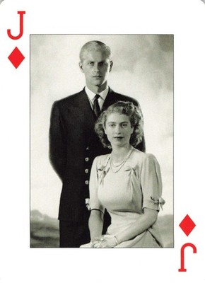QUEEN ELIZABETH II Prince Philip Vintage Piatnik Swap Playing Card Jack Diamonds