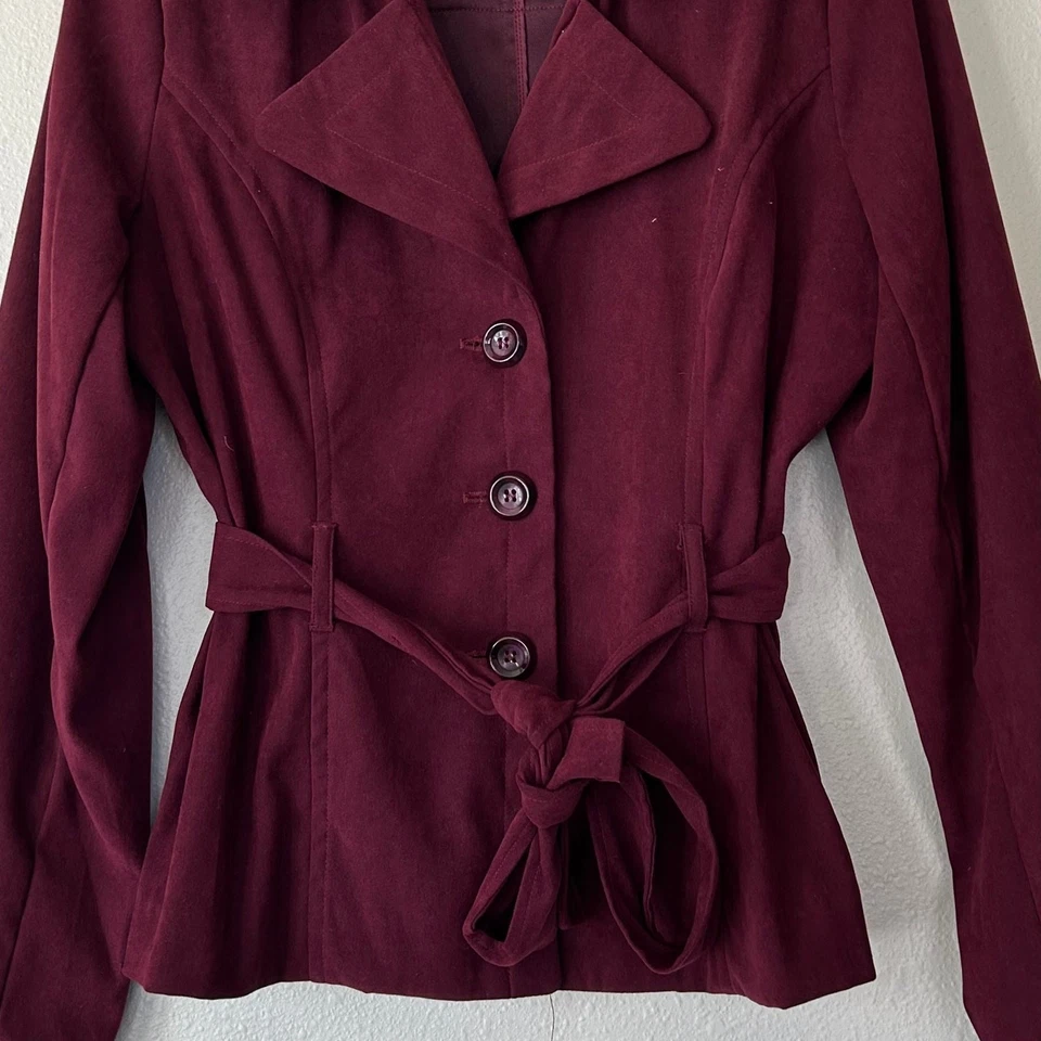 Blazer Vintage Laura Scott Corbata Cinturón Imitación Gamuza Oficina Carrera Y2K Otoño Invierno M  Foto 4 de 4