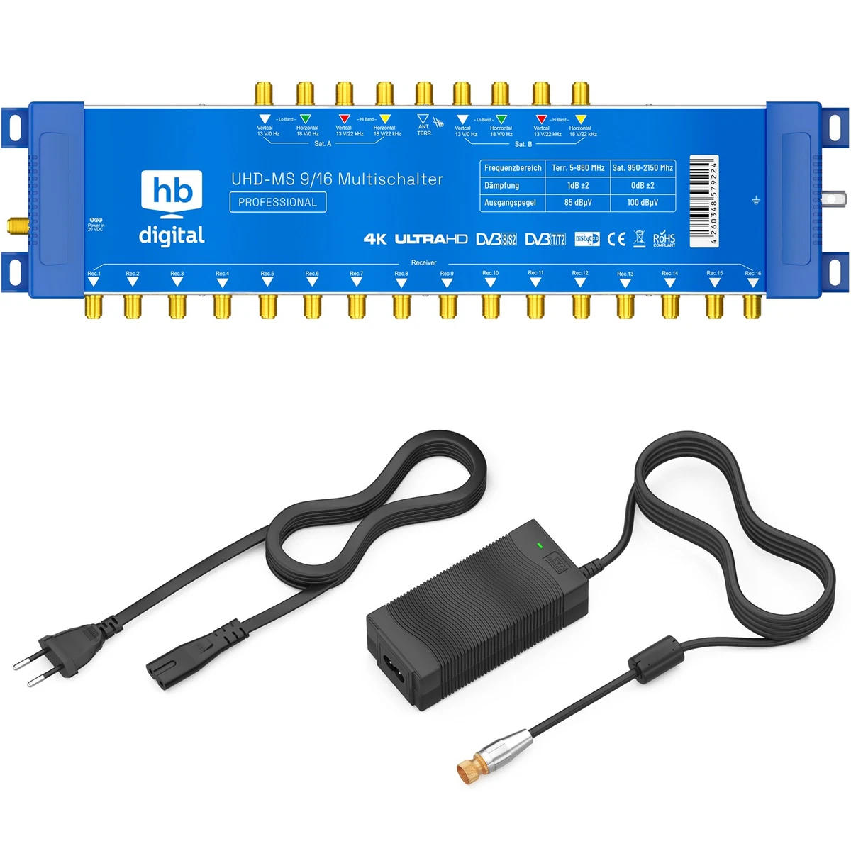 Interruptor múltiple satélite 9/16 Multiswitch Switch FullHD 4K 8K MS distribuidor 16 participantes