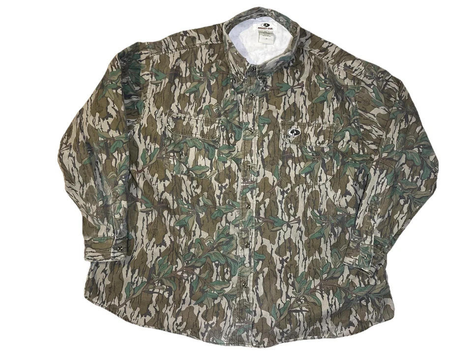 Camisa Mossy Oak Para Hombres 3XL Hoja Verde Camuflada Abotonada Manga Larga Caza 90001 Foto 3 de 4