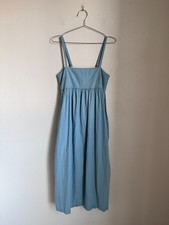 Uniqlo Linen Blend Gathered Camisole Dress in Light Blue Size SMALL