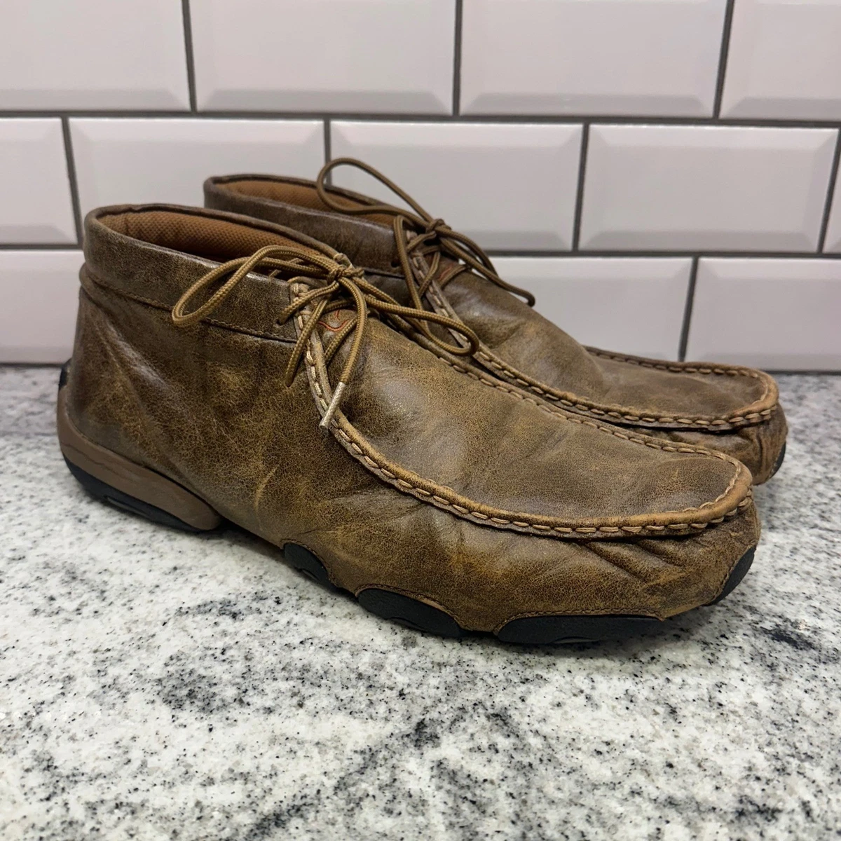Twisted X Mens Original Chukka Driving Moc Brown Leather Shoes MDM0001 Size 8.5M Twisted X Brown Casual Shoes for Men for sale | eBay main image 3