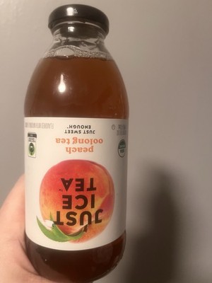 FACTORY ERROR UPSIDE DOWN  LABEL Just Ice Tea Peach Oolong Organic Fairtrade Tea