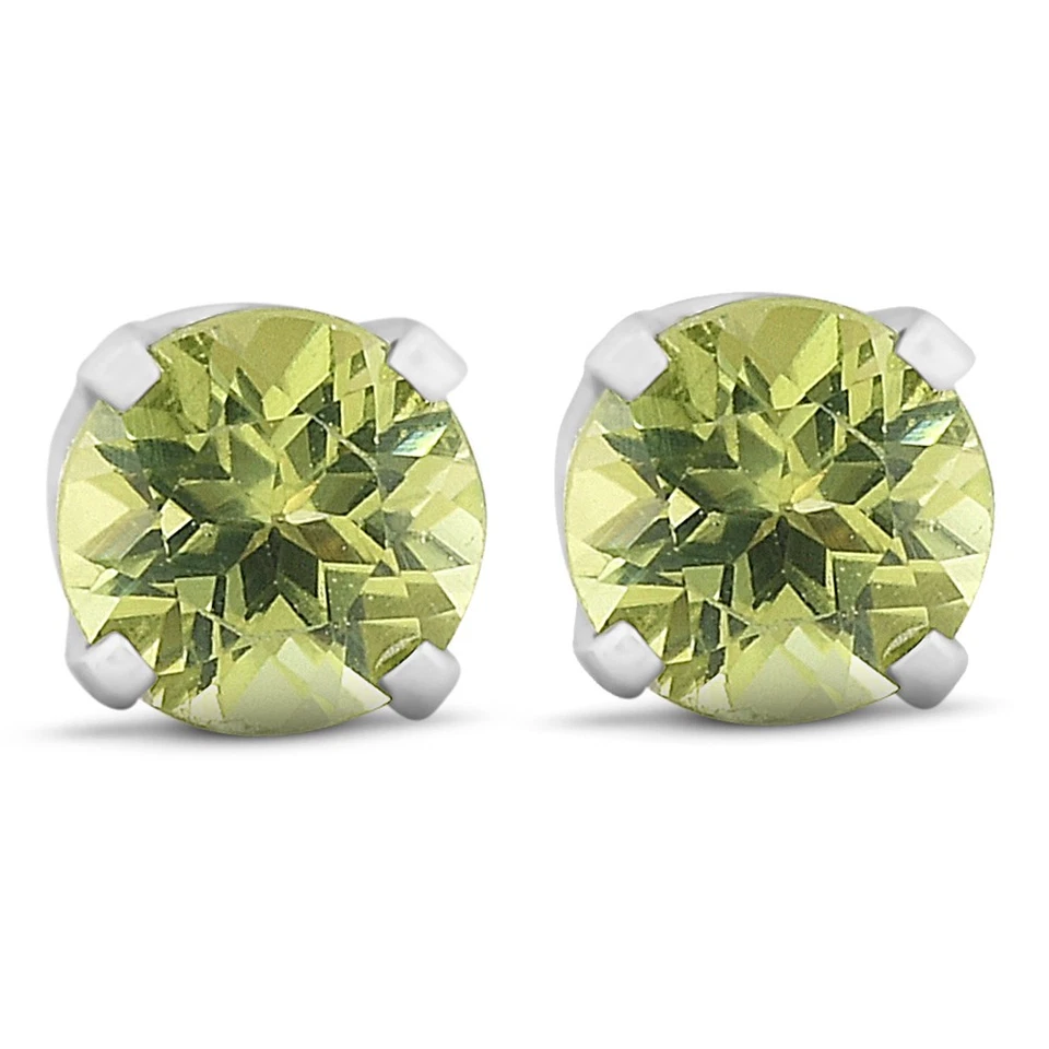 Peridot 螺钉 14K 白金 4 毫米 1/2 克拉