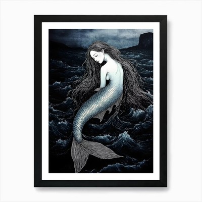 Meerjungfrau 1 Kunstdruck gerahmt Wandbild Poster Leinwanddruck Bild