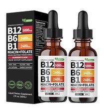  2 Pack Vitamin B12 and B6 Liquid Drops, B12 Sublingual Vitamin B Complex