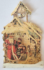 G0107 - Kleine Aufstell Krippe - Papier - Glitzer - Puppenstube - Weihnachten